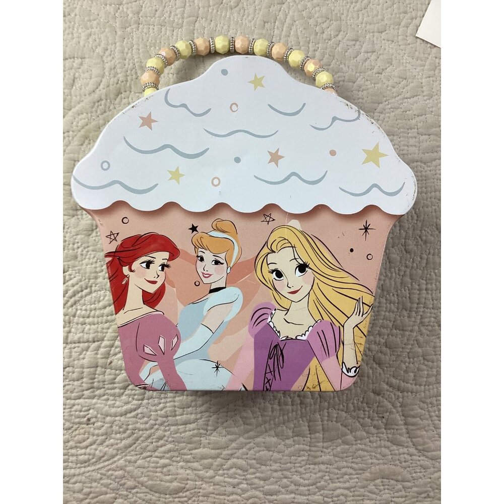 Disney Princess Cupcake-Shaped Tin Box*Beaded Handle*Cinderella*Christmas Gift